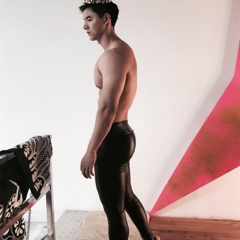 Men's High Waist PU Leather Thin Pants - Black Leggings with a Shinny Pencil Pants Design, Elastic Trousers Available In Plus Size