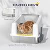 Cat Litter Box Waterproof with Raised Walls, Tray and Scoop, in ABS, 71x50.8x35.5 cm, White