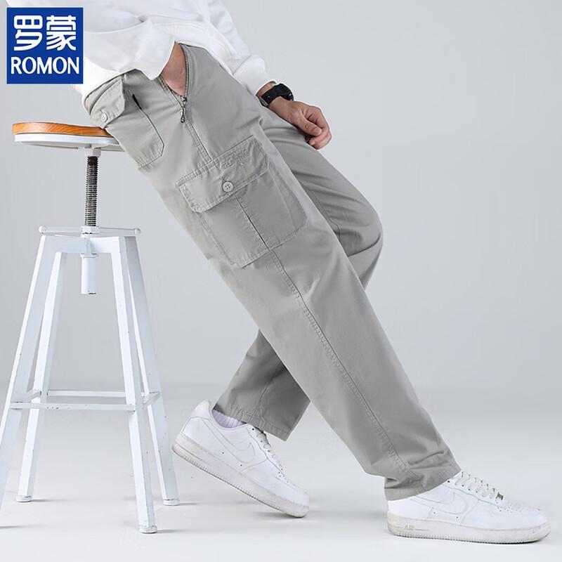 ROMON Men's Pure Cotton Multi-Pocket Casual Work Pants