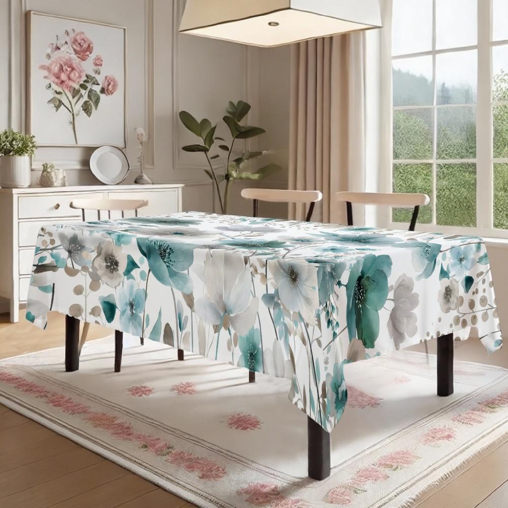 Floral Pattern Rectangle Table Cloth for Table Decor Kitchen Dining Waterproof Reusable Tablecloth for Tables Holiday Party