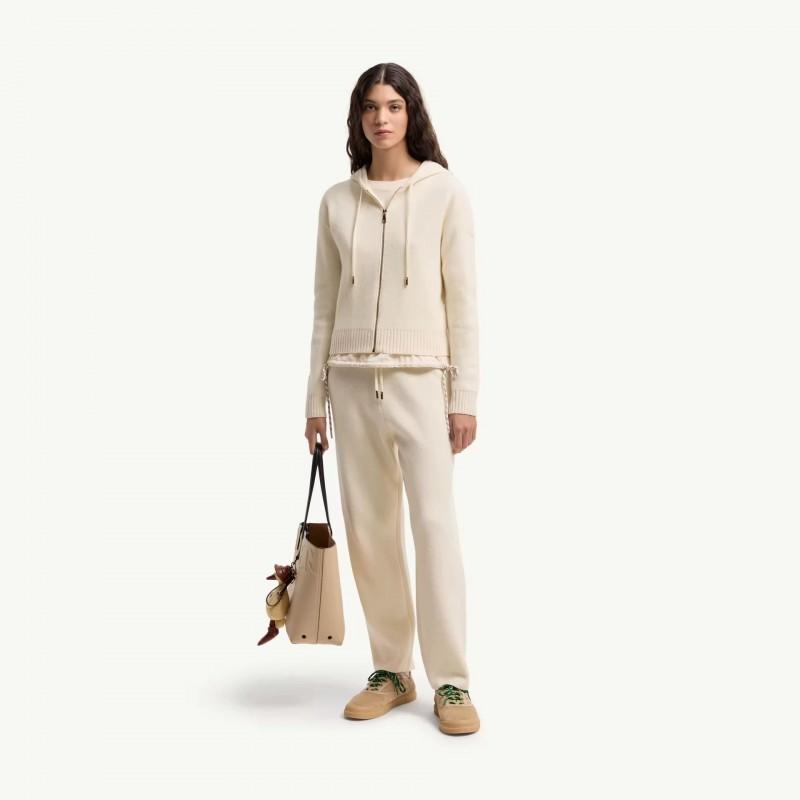 Womens Casual Commute White Knit Hooded Zip Sweater 2026