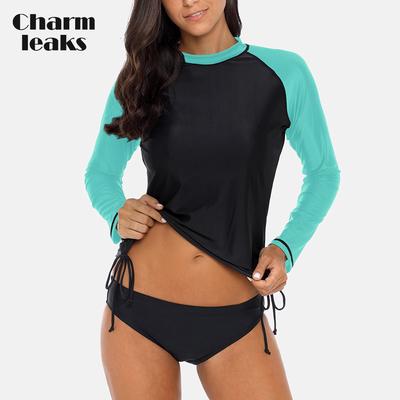 Vanbuy Womens Beach Swimwear Crewneck Long Sleeve Rash Guard Swim Shirt