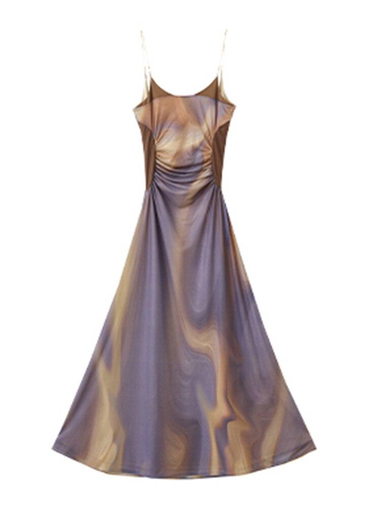 Xitao Μόδα Γυναικείο Ταμπεραμέντο Πλισέ Φόρεμα με Τιράντες LYD1065