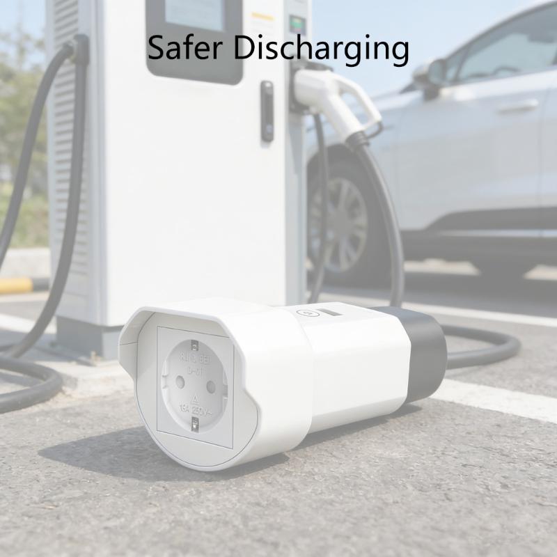 Adattatore di ricarica per veicoli elettrici da Tipo 2 a UK con display di tensione e pulsante di spegnimento per scooter elettrici e protezione migliorata