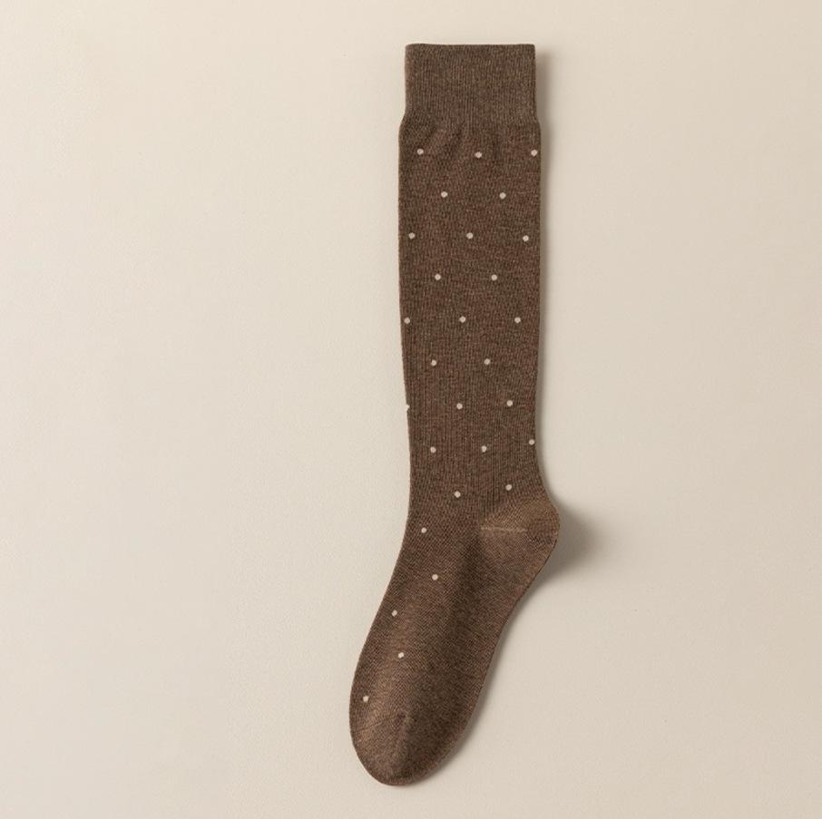 

Осенне-зимние утягивающие гольфы в горошек, милый стиль Miu, женские длинные гольфы из гребенного хлопка с высоким голенищем One Size