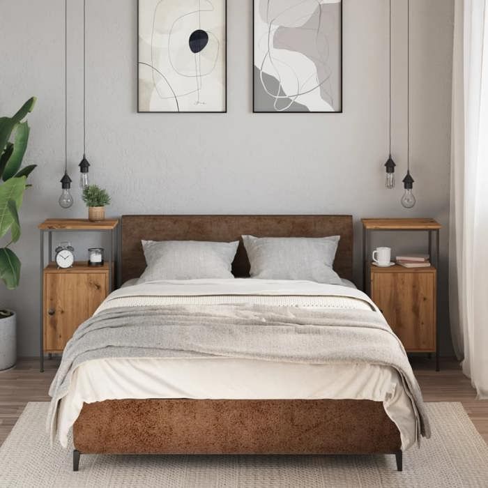 VidaXL Bedside Tables 2 Pcs Artisan Oak Engineered Wood, Side Table, Bed Cabinet, Side Table for 857249