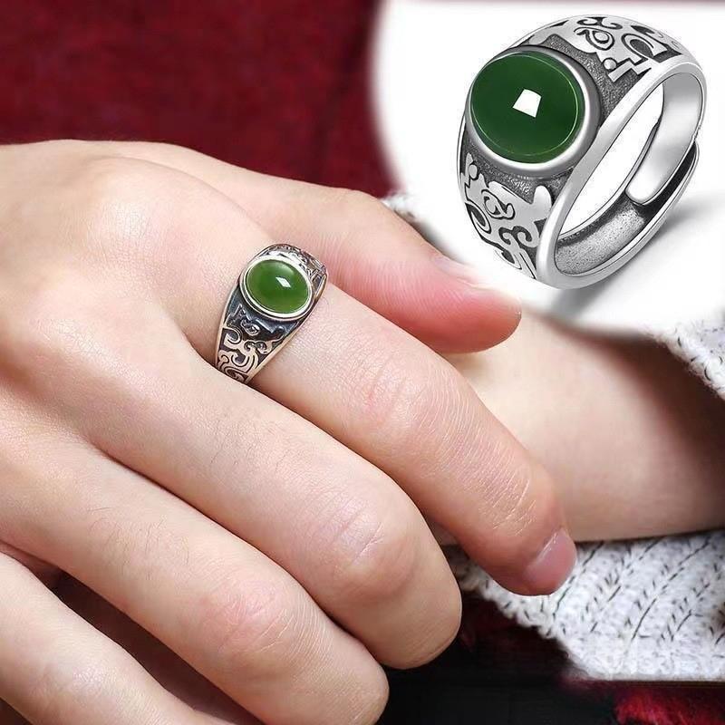 925 Sterling Silver Jewelry Natural Jade Hollow Pattern Finger Rings for Women Wedding Party Jewelry For Girls Friend Gift