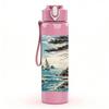 1PC Pine Tree Cliff Ocean Bay Landscape Print 750ml Color Plastic Sports Water Bottle Leakproof Flip Straw Lid Suitable for Sports Office Home Use