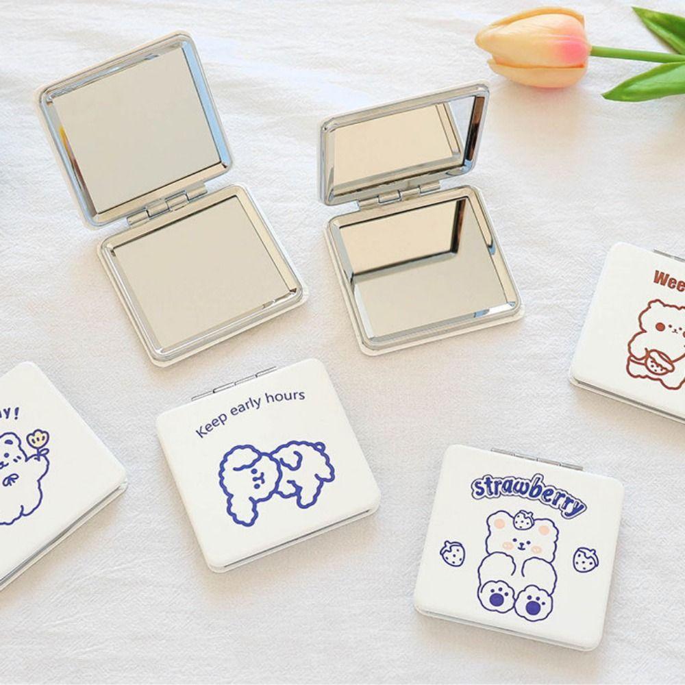 Double-Sided Folding Makeup Mirror Little Bear Compact Pocket Mirror  Cosmetics Tools