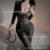 Sex Underwear Women's Sexy Lace Perspective Up and Down Double-headed Zipper Crotch Tight Large Size Free-to-take Onesie