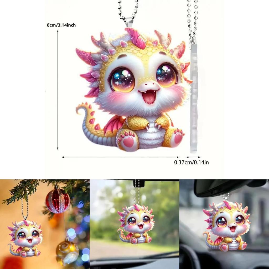 Colorful Cartoon Acrylic Dragon Car Interior Decor Pendant For Rearview Mirror