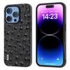 ABEEL For iPhone 16 Pro Case Ostrich Texture Genuine Cow Leather Back Phone Cover