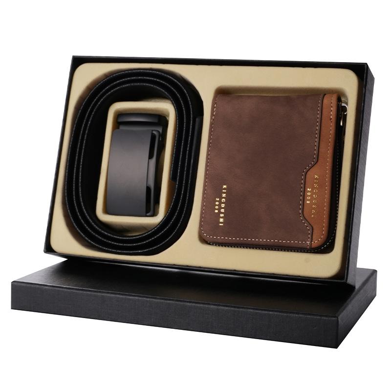 Gift Belt Wallet Suit Men's Genuine Leather High End Belt Wallet Gift Box Automatic Buckle Business Cowhide Men's Belt