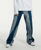CITYBREEZE Cut-Out Color Block Wide Denim Pants_Blue
