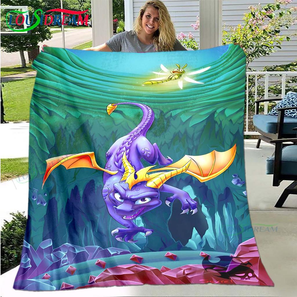 3D Klasické hry S-Spyro Drak Deka Hvězdné Umění Flanelová Tenká Deka Přenosná Domů Cestování Kancelář Deka na Obědovou Přestávku Dárek