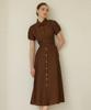 Julie And Kara 25Hs Collar 123 Terroir Line Pintuck Citrus Dress Brown