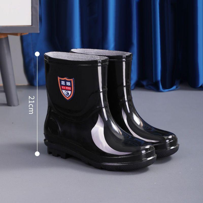 Acid and alkali resistant men's rain shoes high tube short rain boots waterproof and non-slip thickened fleece cover extra high rubber boots