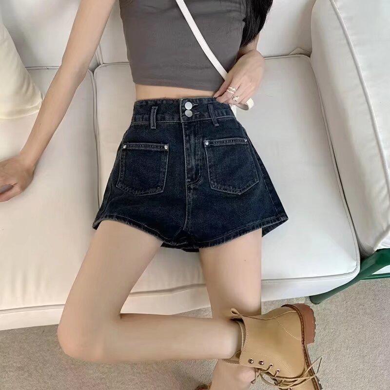 Women's High Waist Slimming A-line Denim Shorts - Summer Style Wide Leg Hot Pants