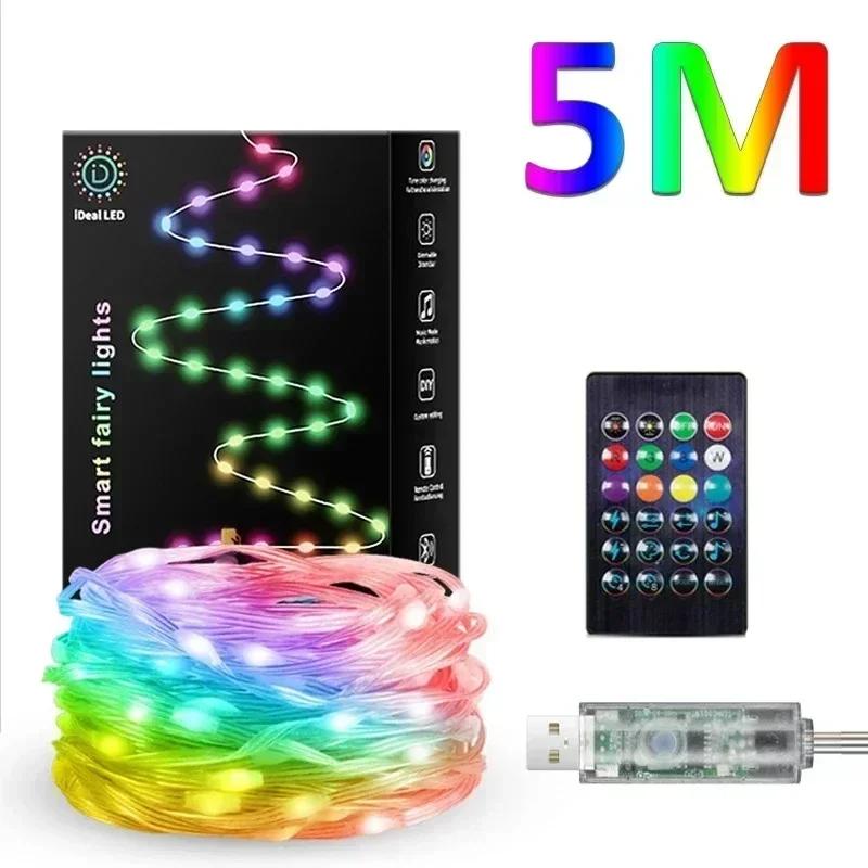 DIY Light String App Contronl String Lights RBGIC Bluetooth Connect Decorations Lights for Room Chirsmas New Year Holiday Decor