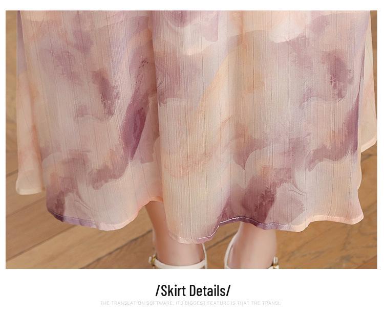 Women's Korean Floral Print Lace-up Tea Dress – Slimming Summer Design