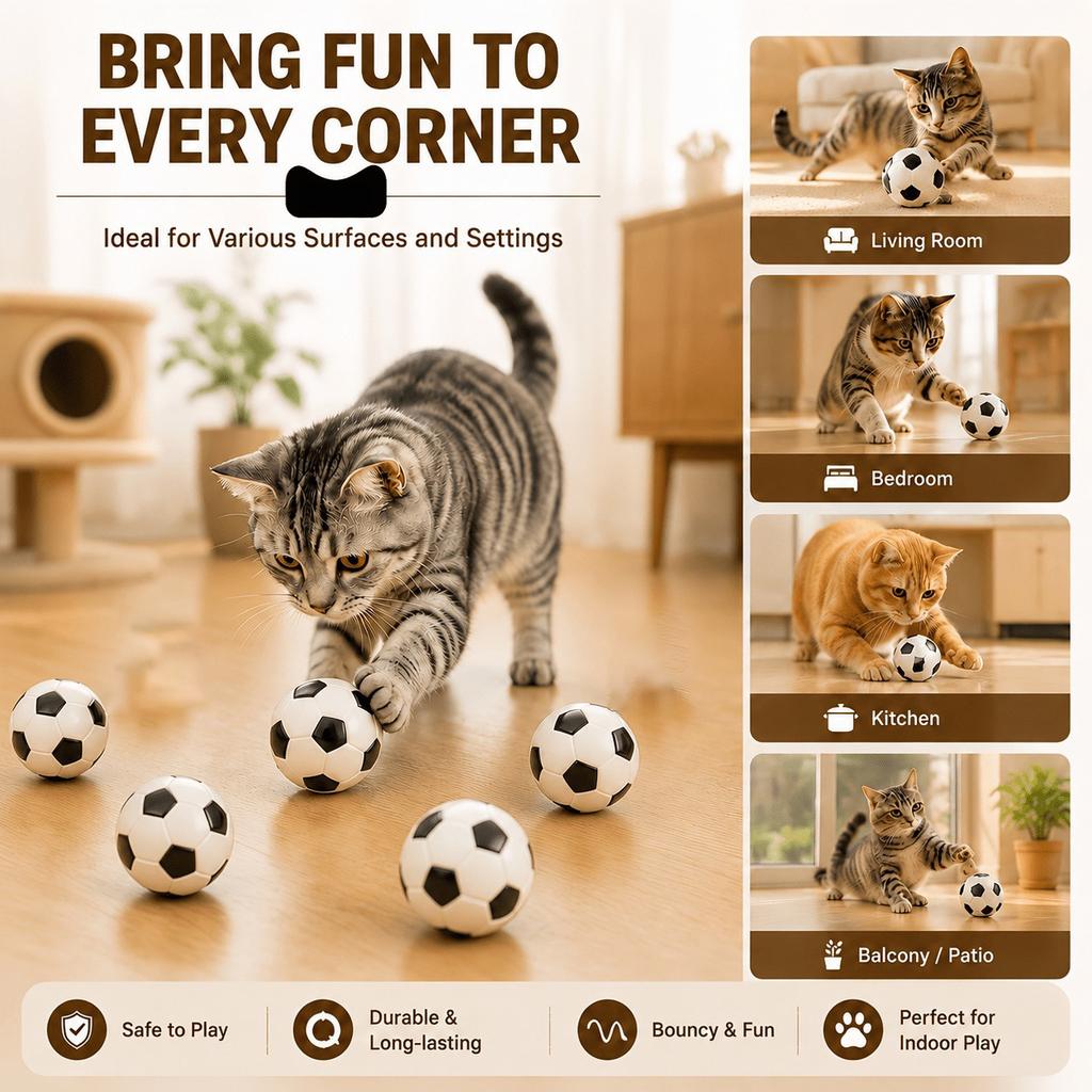 5pcs Cat Soccer Toys Interactive Rolling Balls For Kittens Adult Cats Lightweight Durable Indoor Entertainment Pet Play Ball Funny Exercise Toy