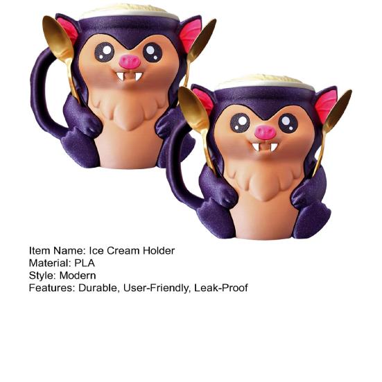 Ice Cream Pint Holder 3D Printing Bat Ice Cream Pint Containers Reusable Plastic Ice Cream Tub Halloween Dessert Container