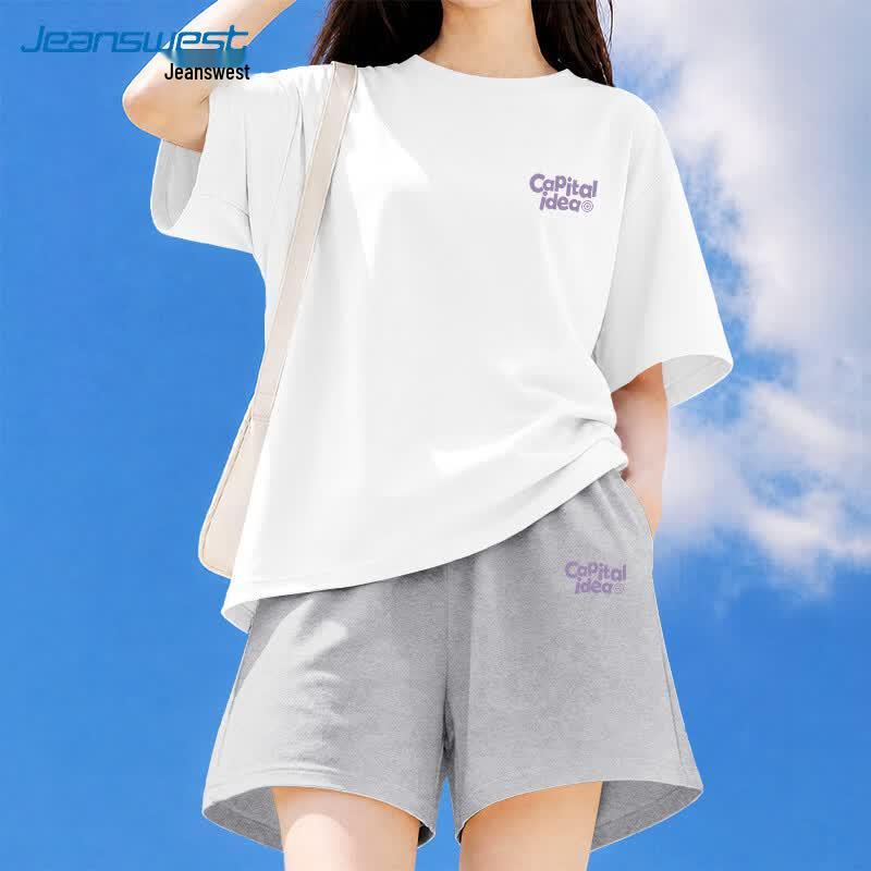 Jeanswest Women s Summer Cotton T-shirt & Shorts Set L