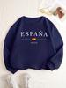Spain Flag Design Womens Y2K Sweatshirts All-Match Loose Pullover Autumn Fleece Streetwear Casual O-Neck Clothing
