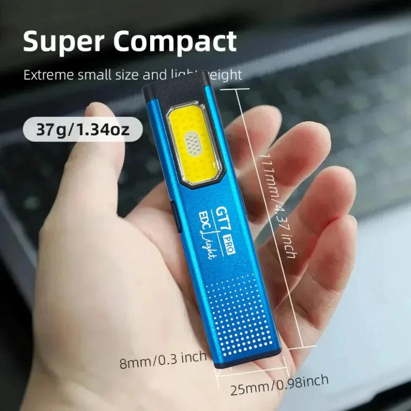 Powerful GT COB Work Light with Hat Clip USB-C Rechargeable EDC Flashlight Magnetic LED Lamp for Work Emergency Camping Walking