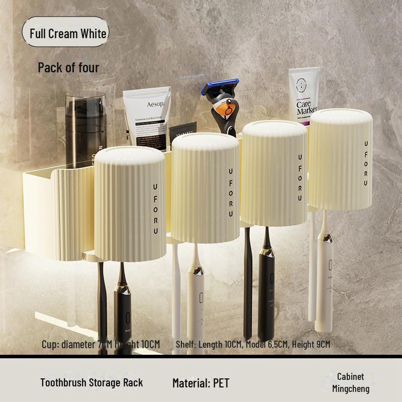 Wandmontierter Zahnbürsten- und Tassenständer ohne Lochung zur Aufbewahrung im Badezimmer