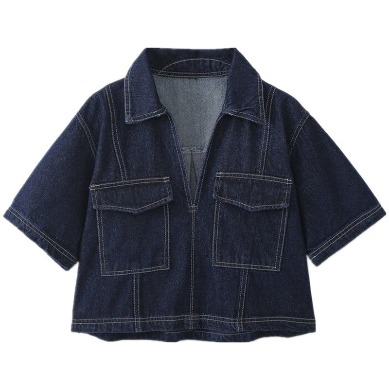 

Western Style 2024 Spring New Women clothes Design Versatile Short Demin shirt 6164070 407 Black L