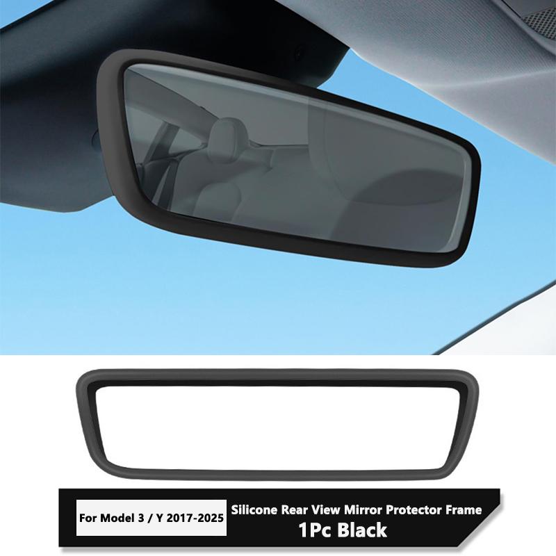 For Tesla Model Y / 3 Silicone Rear View Mirror Protector Frame Rearview Mirror Edge Protective Cover Car Interior Accessories чёрный