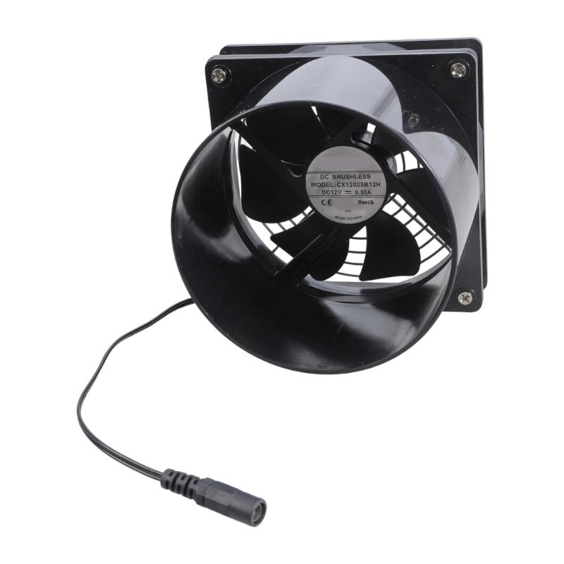 Ventilateur d'extraction d'air 12cm à vitesse réglable 3000RPM DC12V avec contrôleur à grille de protection pour utilisation en cuisine et en serre