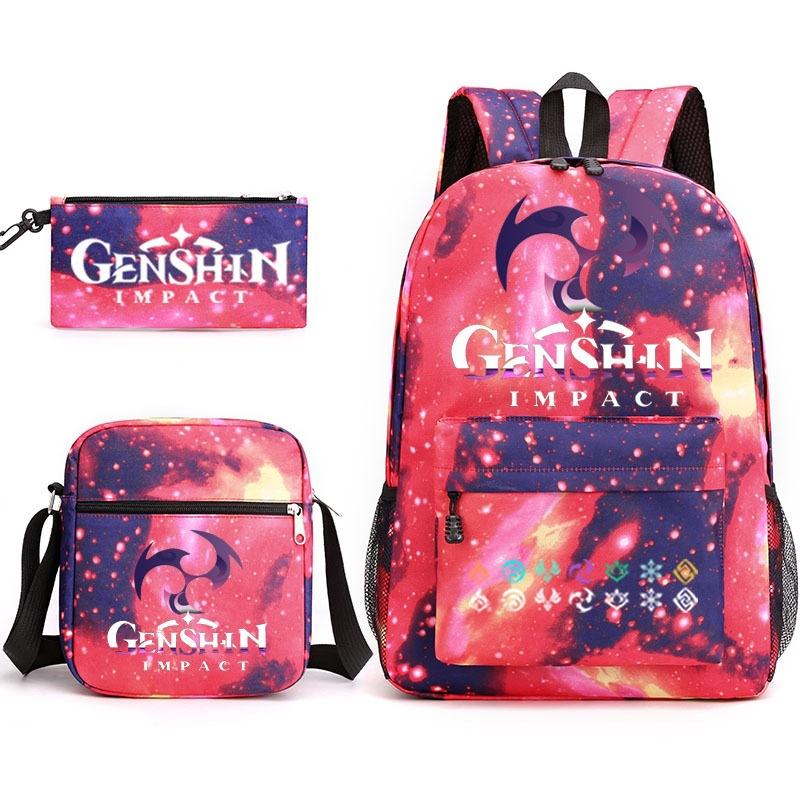 Genshinimpact Yuanshen School Bag Three-Piece Pencil Case Shoulder Bag Backpack