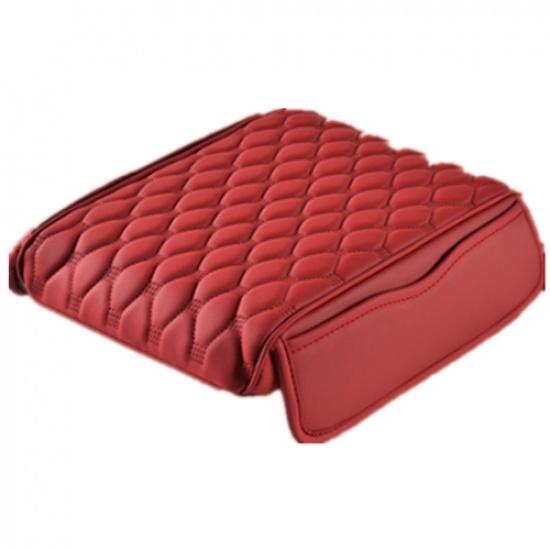 Car Armrest Box PU Leather Center Console Heighten Cushion Arm Rest Mat W/Pocket