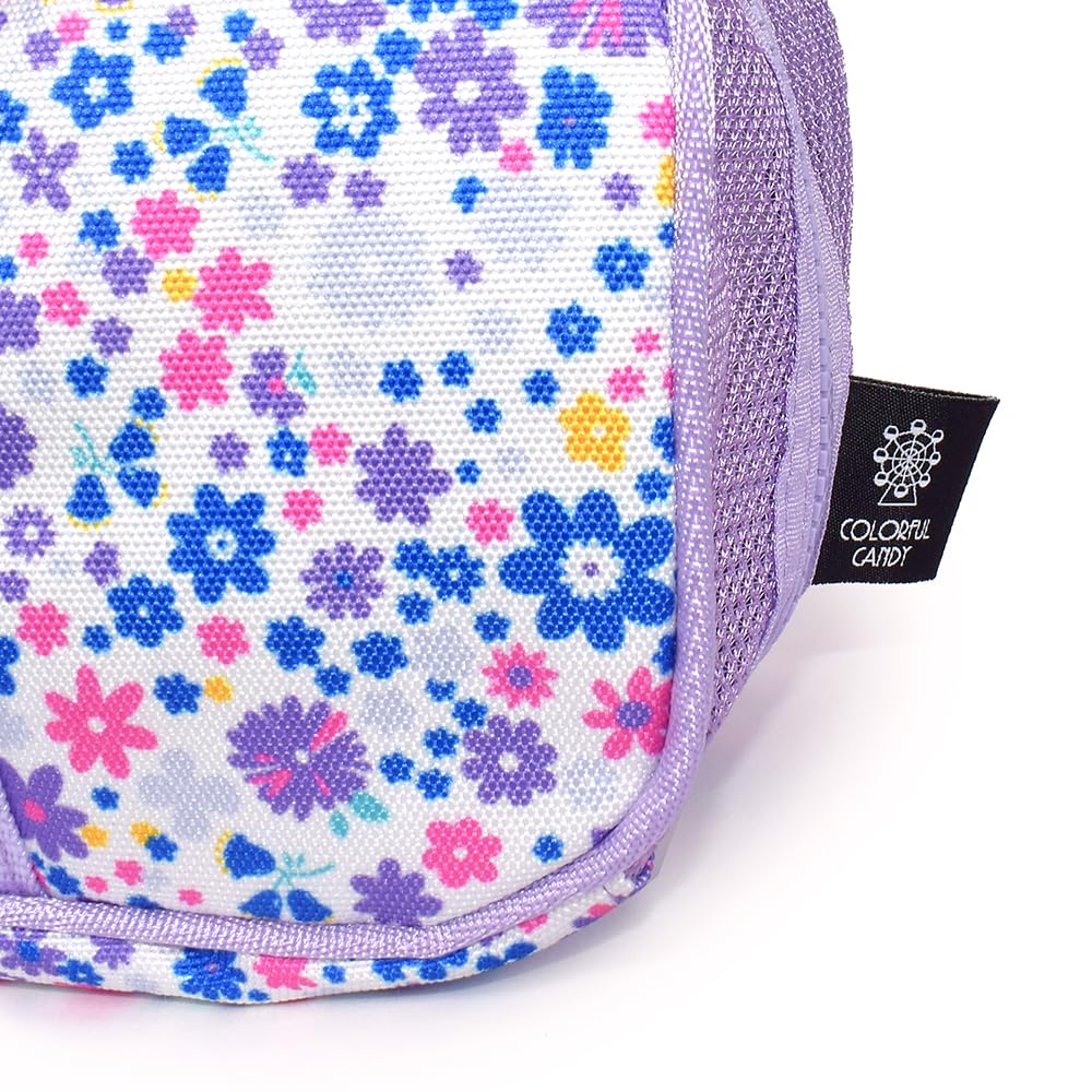 COLORFUL CANDY STYLE Paint and Art Shoulder Strap Bag Airy Shower with Flower Pattern NM902700 Bag, Water-Repellent Lightweight, Girls, Cute, Mesh,