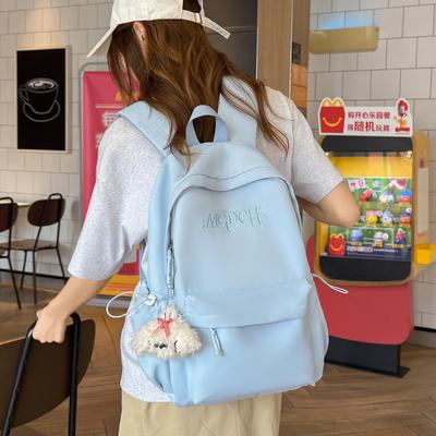 Schoolbag Female Korean Version Solid Color Small Fresh High School College Student Backpack Campus Ins Fengsen Simple Backpack Female