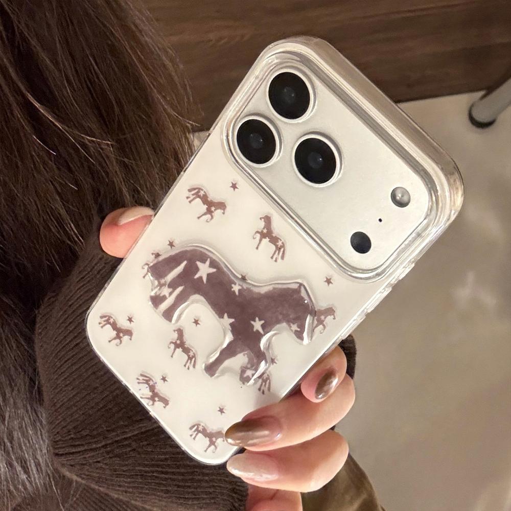 Star Pony Is Suitable for Apple 17promax Mobile Phone Case Iphone16 Hard 12 Premium Brown 14 National Style 11 Stereo