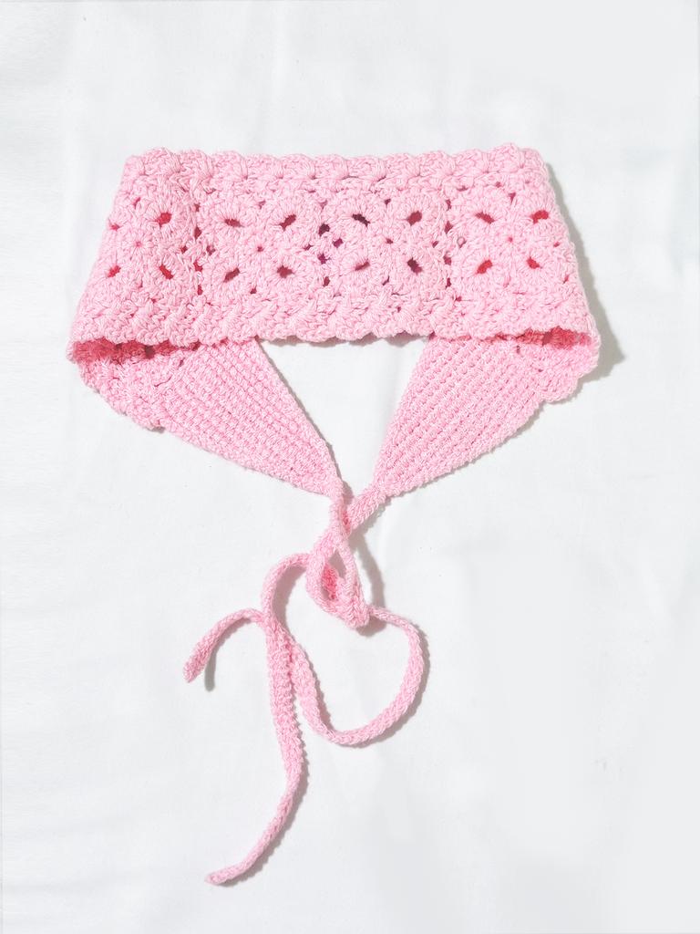 1 Flower-hollowed-out Knitted Hair Band, Colorful Woven Ribbon, Versatile Hair Accessory, Cute Girl's Hair Band