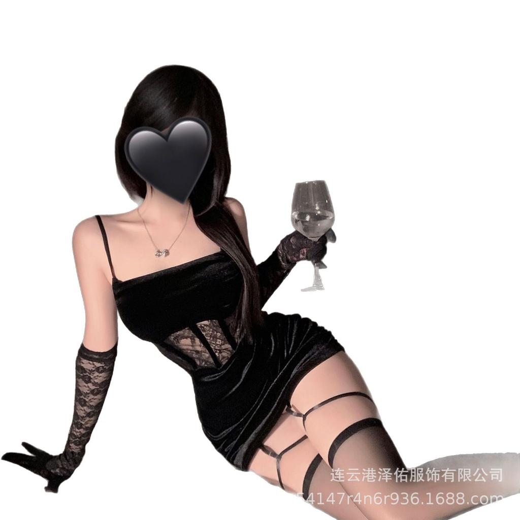 Yimengyao Red Velvet Christmas Lingerie Set