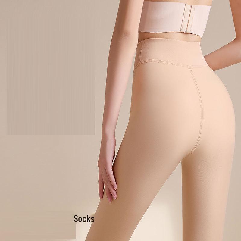 Ciorapi pantalon super groși, cu fleece pe interior, aspect nud, cu picior, pentru femei, strat de bază pentru toamnă/iarnă (400g)