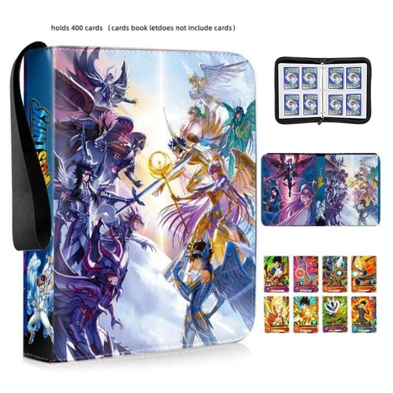 Saint Seiya Anime Trading Game Cards Collectible Card Binder Large Capacity, 4Pocket, Waterproof Leather Zippered Design