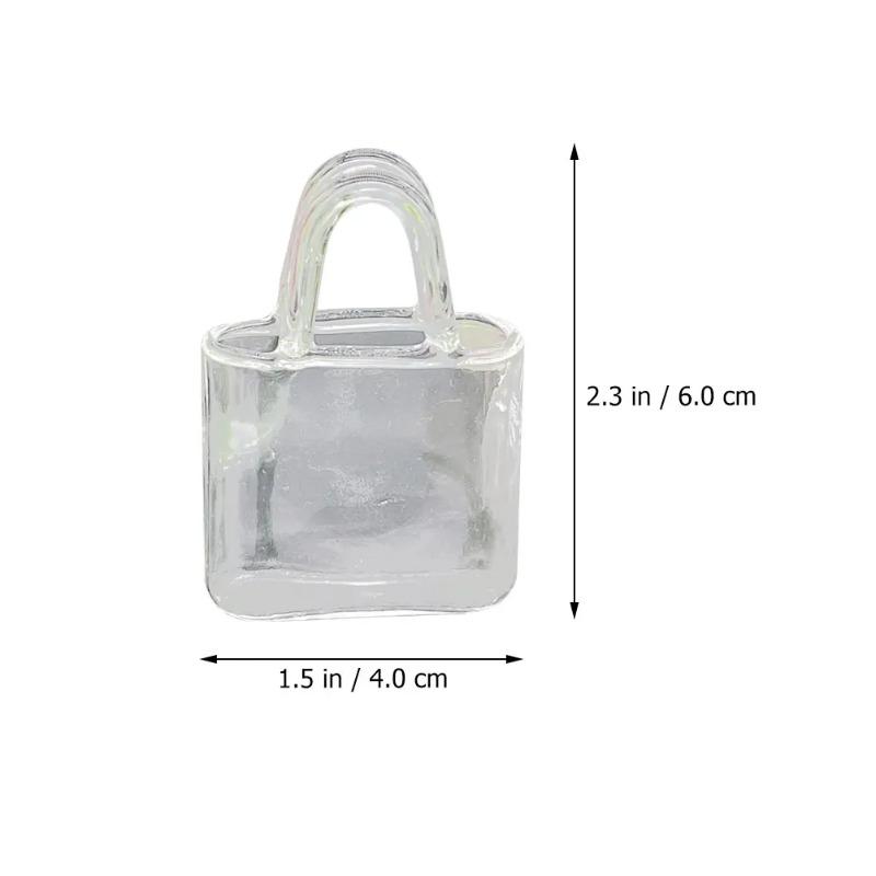 

1 шт. Стеклянная сумка Миниатюрная ваза-кошелек для цветов Кукольный реквизит Портативная ручная сумочка Прозрачное украшение