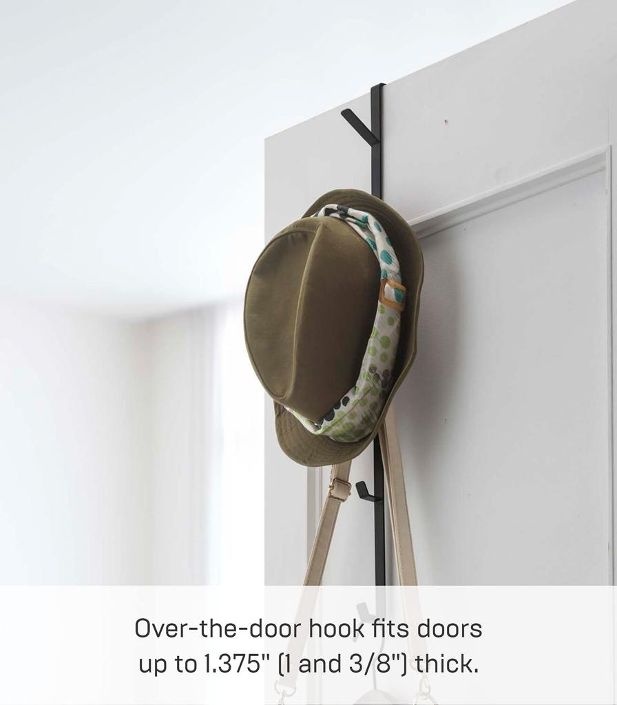Yamazaki Smart Door Hanger, Long, Black, Approx. W1.5 X D9 X H54cm, Hat Hanger, Bag Storage, Door Hook, 7646