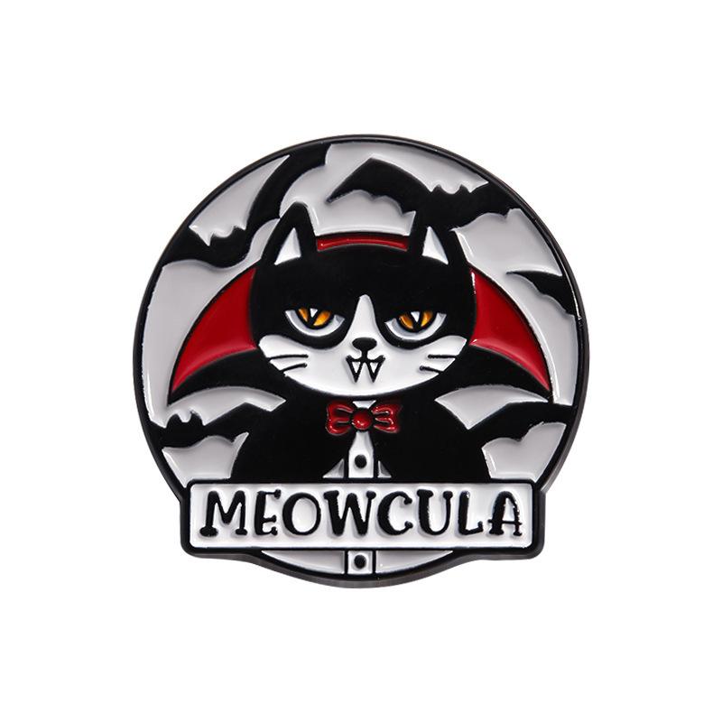 Dark series cartoon cat English alphabet brooch bag accessories