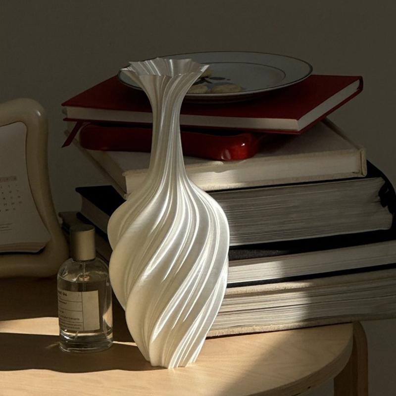 3D Printed Vase Modern Style Vase Flower Vase With Swirl Pattern Aesthetic Floral Display Vase For Living Room Desktop Decor