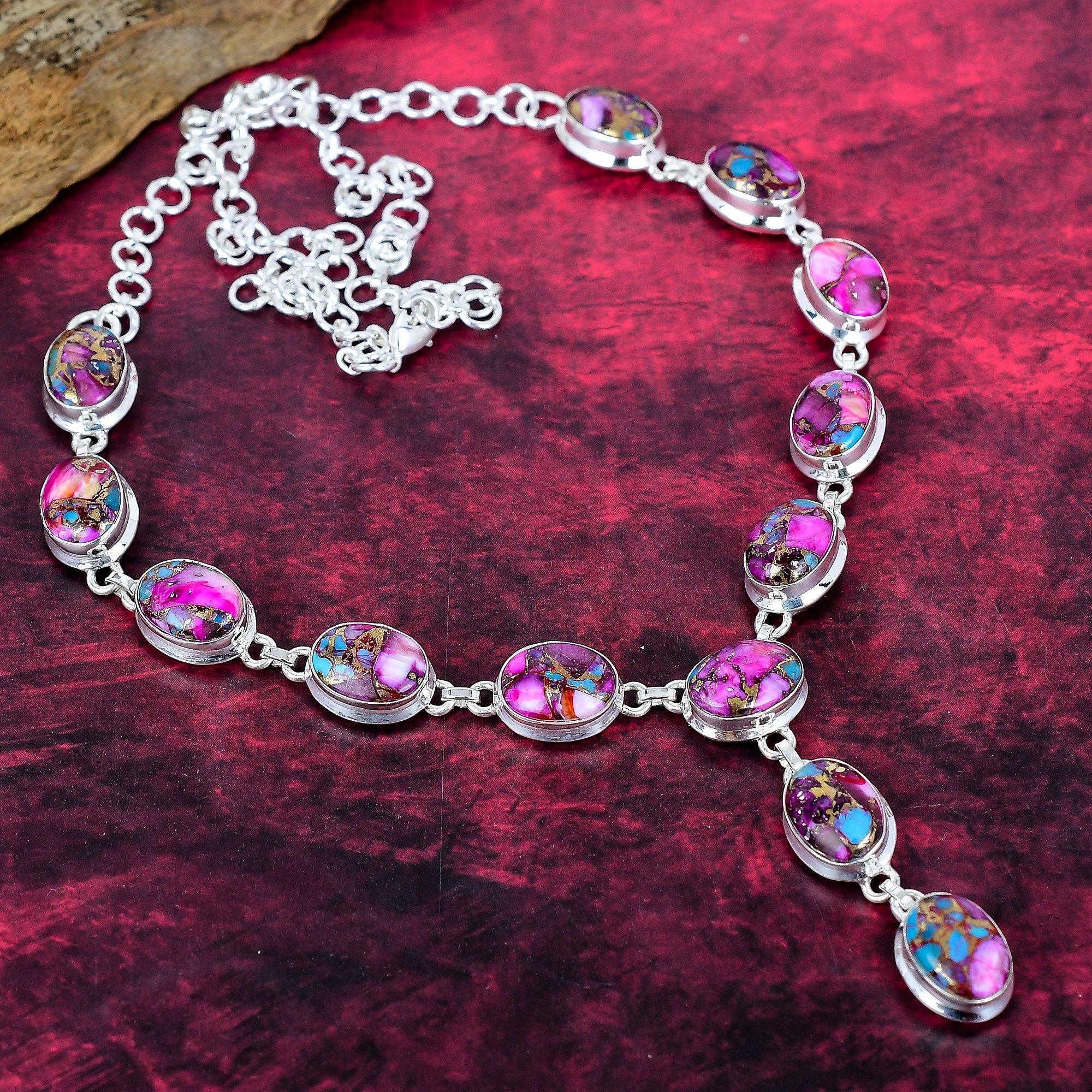 

Ожерелье из розового колючего устрицы из цельного серебра 925 пробы, ювелирное ожерелье ручной работы с драгоценными камнями, на День памяти