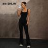 Yoga Jumpsuit Women Sexy Butt Lifting Flared Pants Sleeveless Fitness Bodysuit Gym Workout Activewear