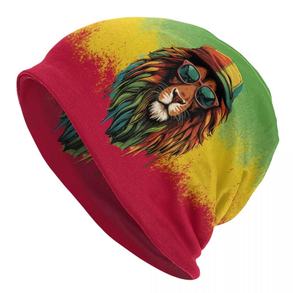 Custom Jamaica Rasta Lion Skullies Beanies Caps Unisex Winter Warm Knit Hat Reggae Jamaican Flag Bonnet Hats Outdoor Ski Cap