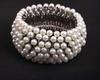 Exaggerated Pearl Metal Elastic Wide Bracelet Bracelet Female Big Brand Accessories